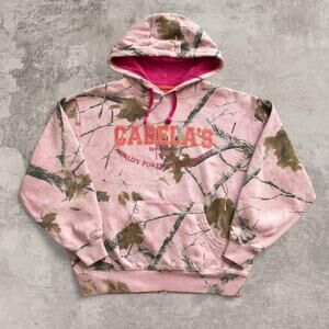 Cabela’s Pink Camo Hoodie M Hardwoods Cropped Boxy Gorpcore Sweatshirt Hood wood